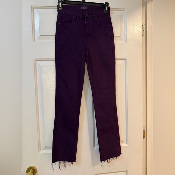 Mother High Waist Rascal Ankle Fray in Blackberry Cordial Purple Denim - Picture 4 of 9